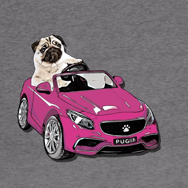 Pug Racer - Pug Driving Car by CreativeFlares